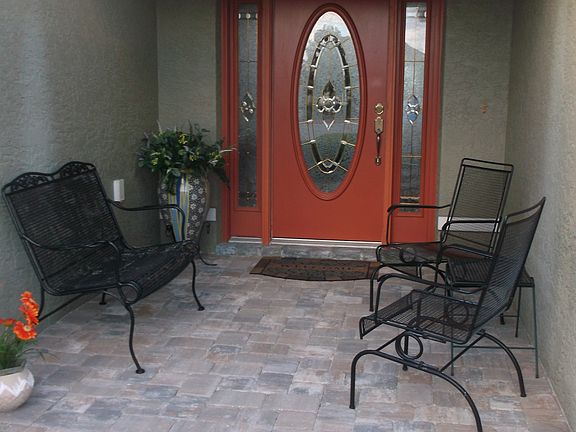 Front entrance is paved