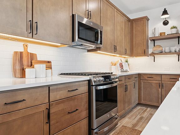 Kitchen with floating shelves