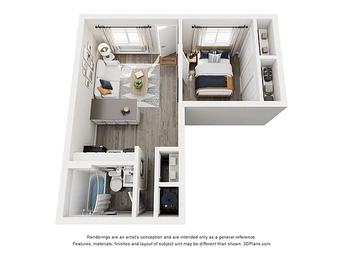 Floor plan Aspen - One Bedroom One Bath
