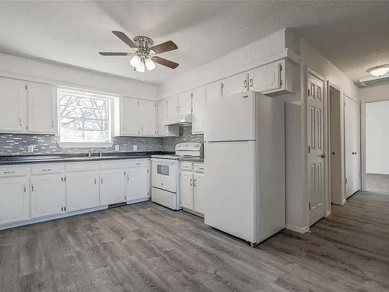 Kitchen looking towards hallway
