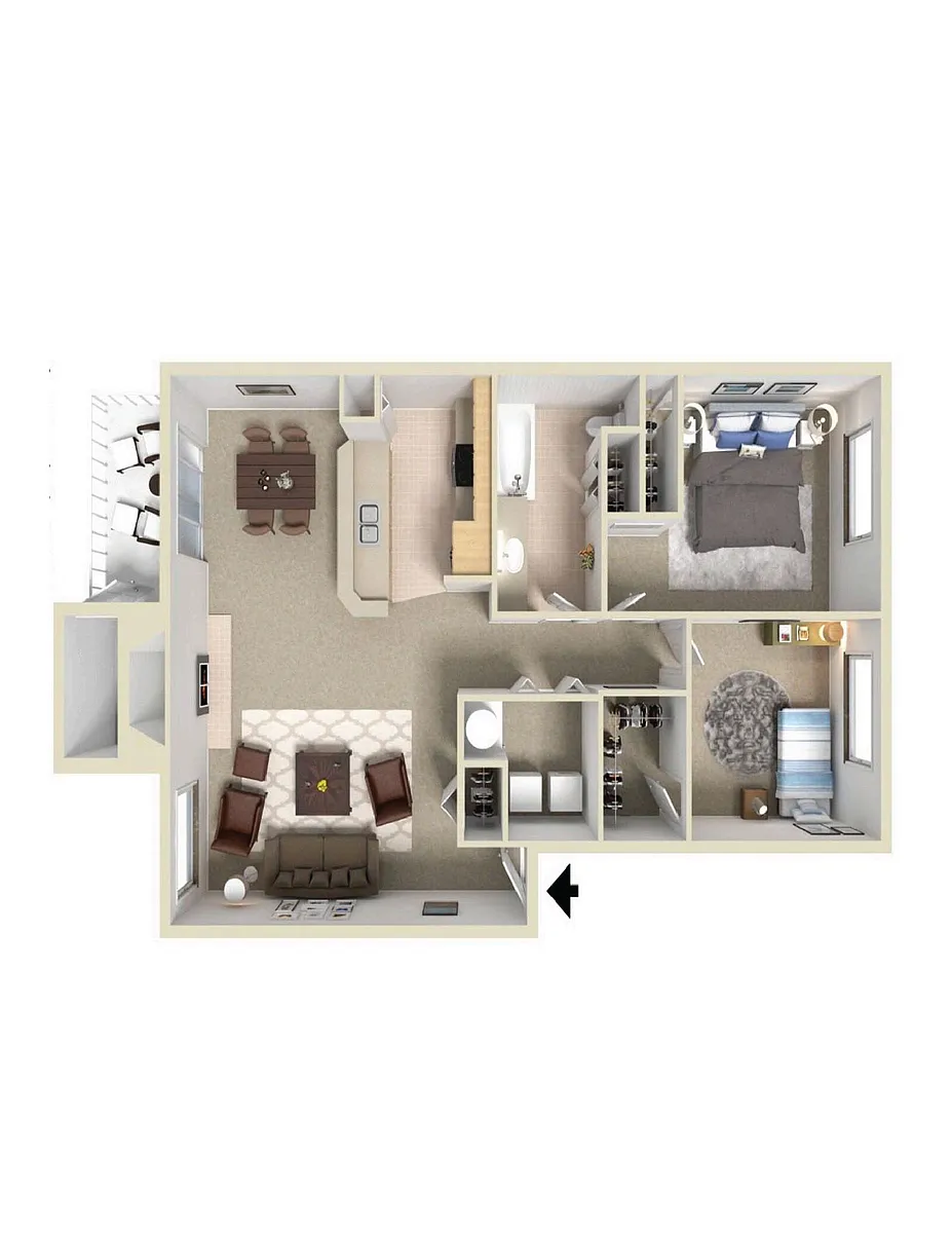 Floor plan Two Bedroom One Bath
