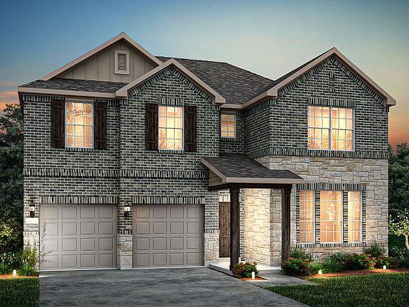 The Albany, a two-story home with 2-car garage, shown with Home Exterior 35