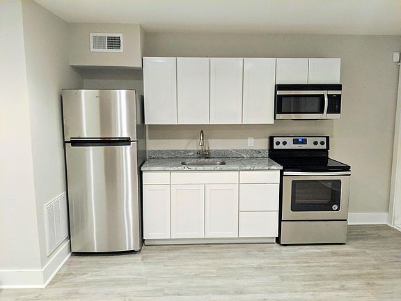 Stainless steel appliances and granite countertop