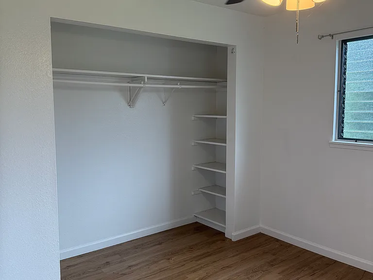 Closet space with built in shelves