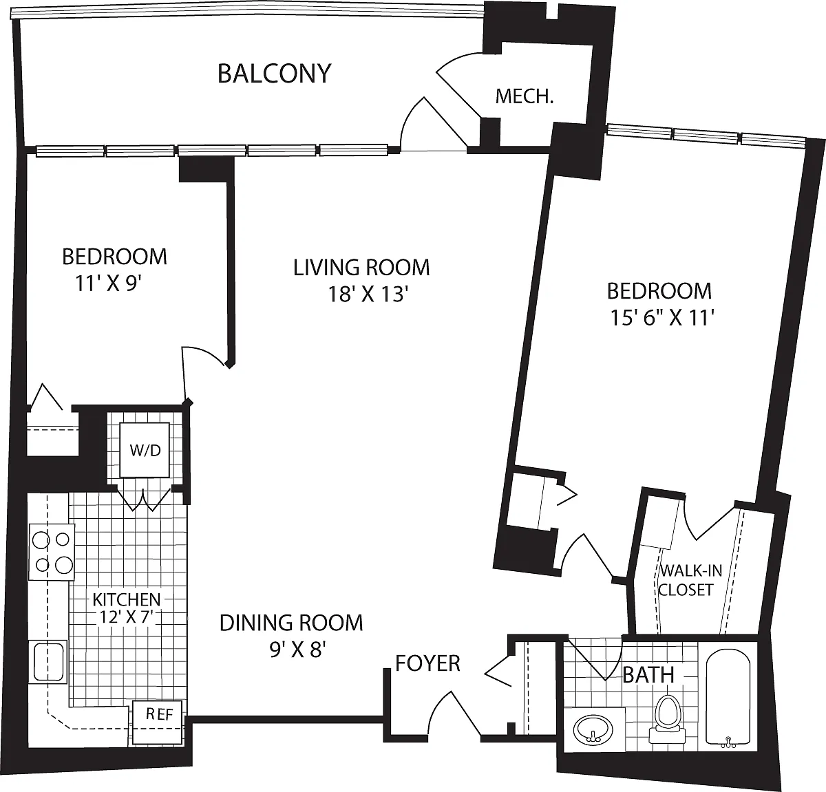 Floor plan 2 Bedrooms P