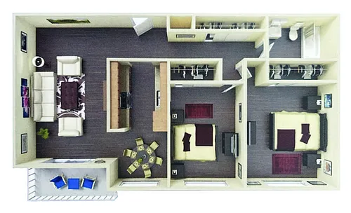 Floor plan 2 Bed 1 Bath