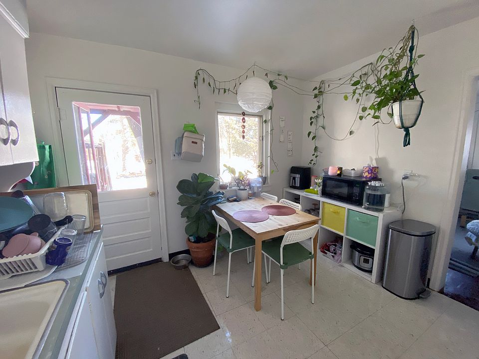 Kitchen with yard access and ample dining space