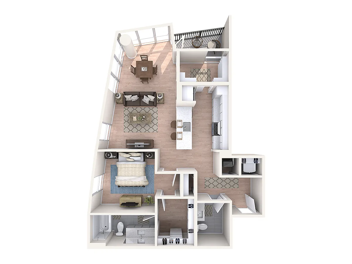 Floor plan 1 Bedroom + Den - A+2