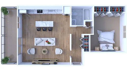 Floor plan 1BR - 1BTH Renovated