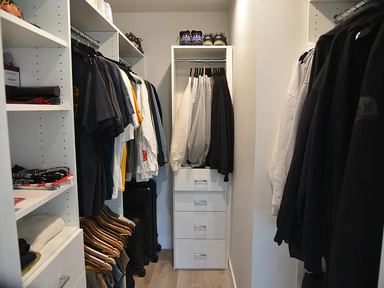 Large walk-in closet with built-ins