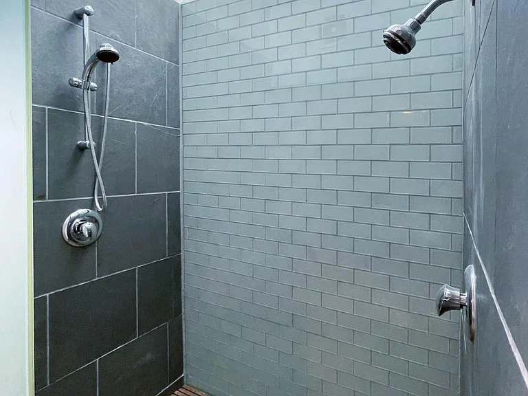 spa-like shower- double showered+ operable skylight overhead