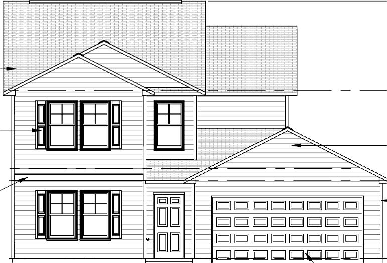 B Elevation with Shake and Right hand garage