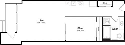 Floor plan 1 Bedroom C