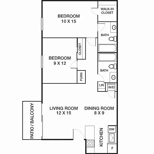 Floor plan The Creek Premier with Washer/Dryer