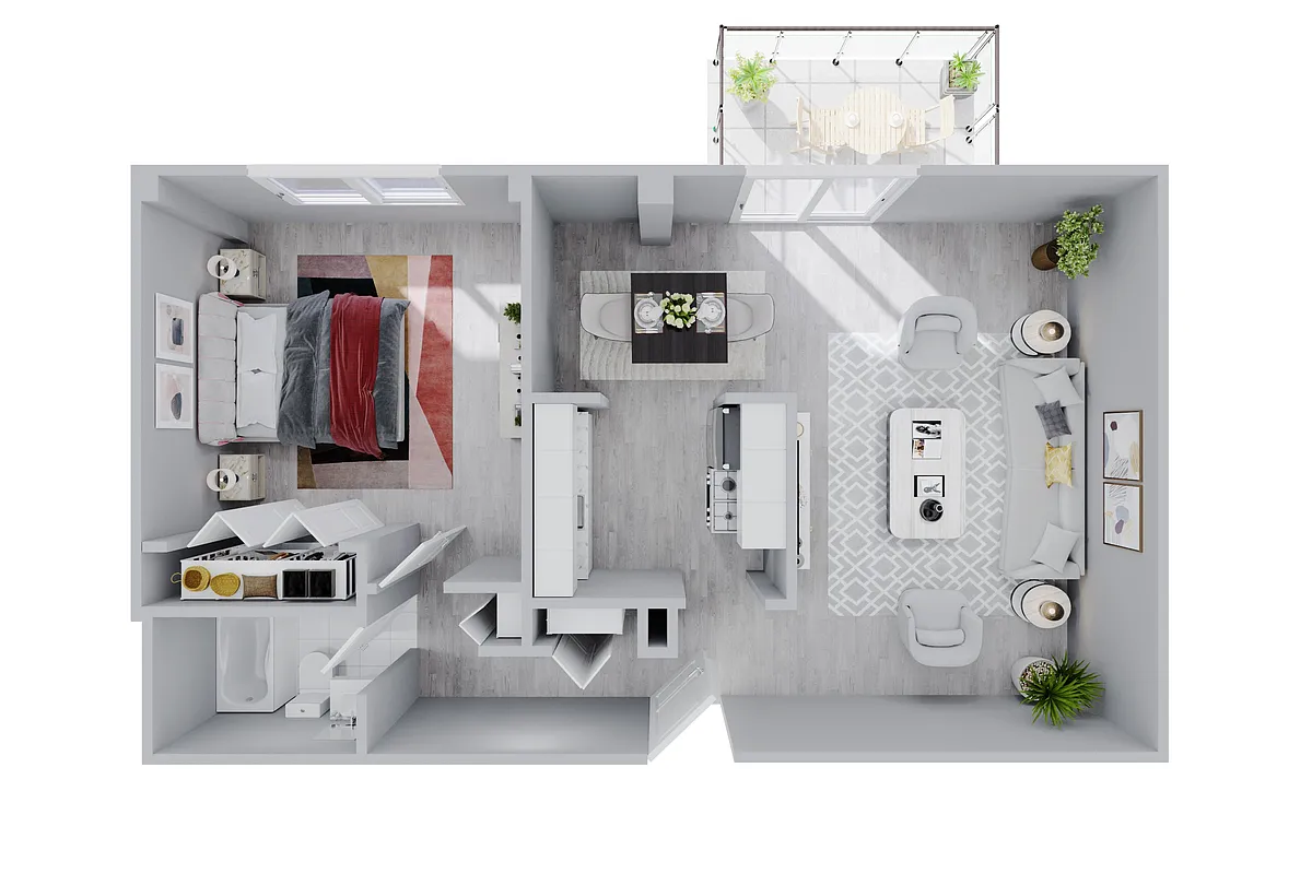 Floor plan 1 Bed E - Towers