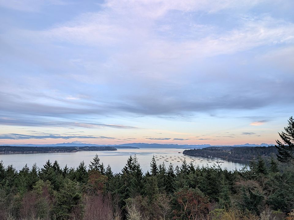 View from the back deck of Penn Cove and Mount Baker