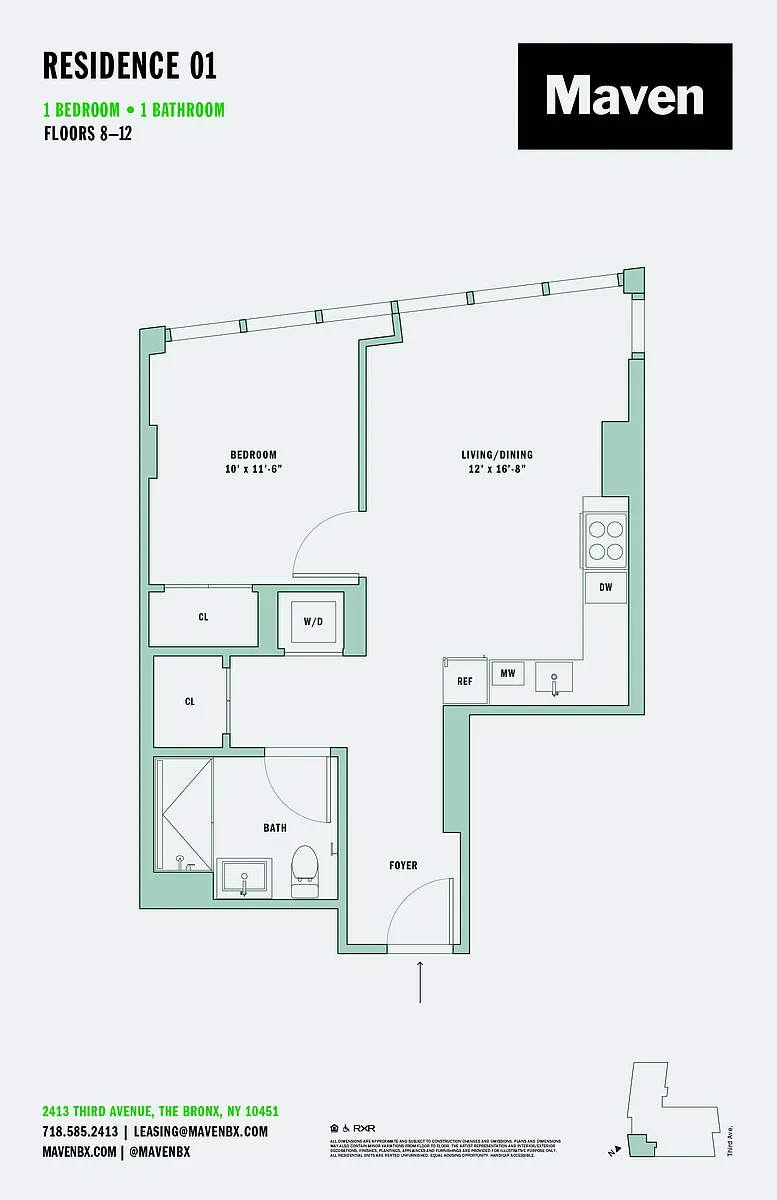 Floor plan 1 Bed/1 Bath-A3
