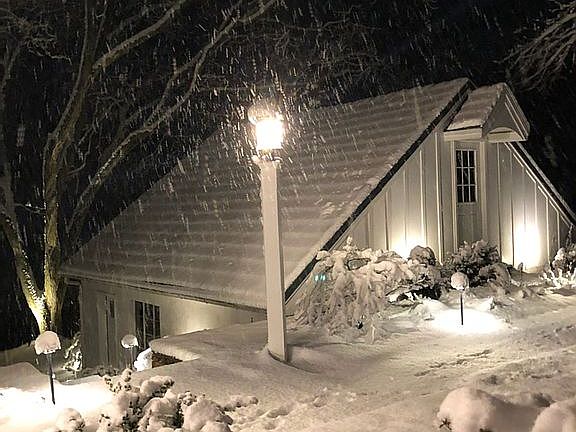 Office entrance above garage