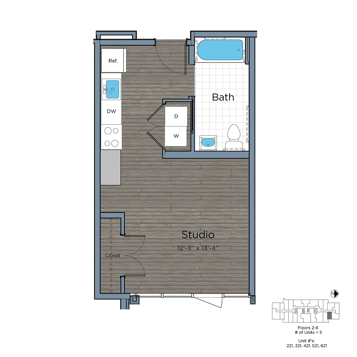Floor plan Affordable Studio ADU-Leo