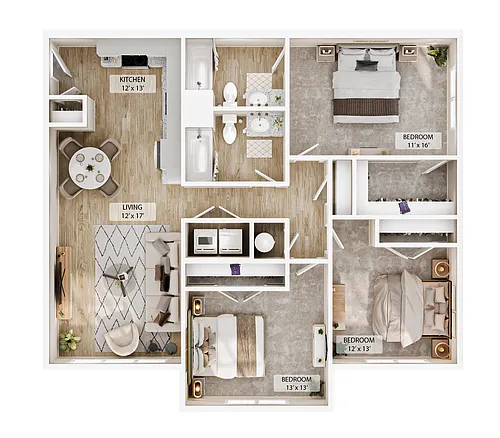 Floor plan 3-2BR Horizon Overlook