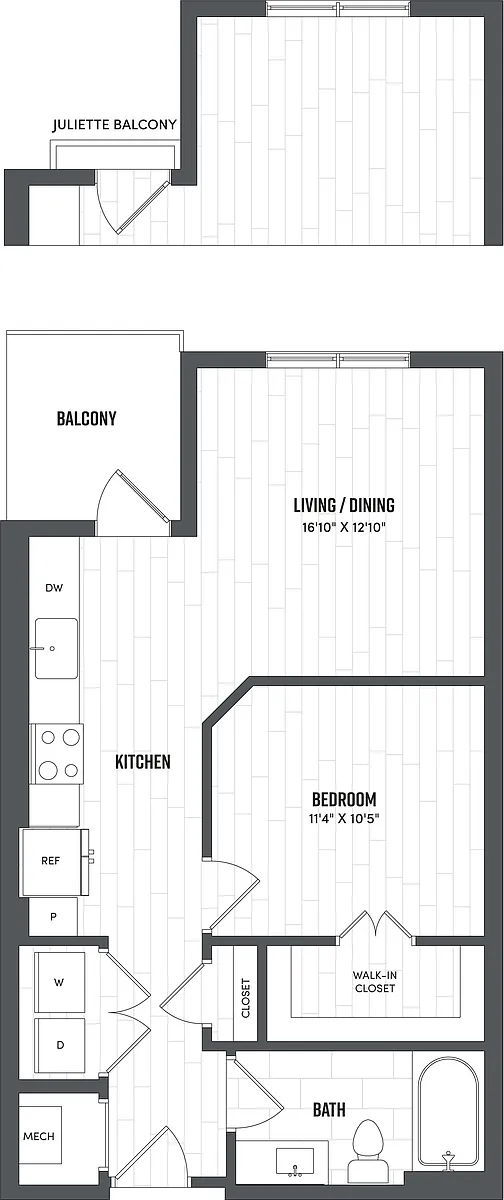 Floor plan Jr. 1 Bed/1 Bath-S1A