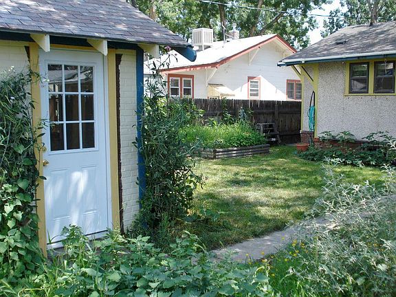 Back Studio, garden, and backyard in summer