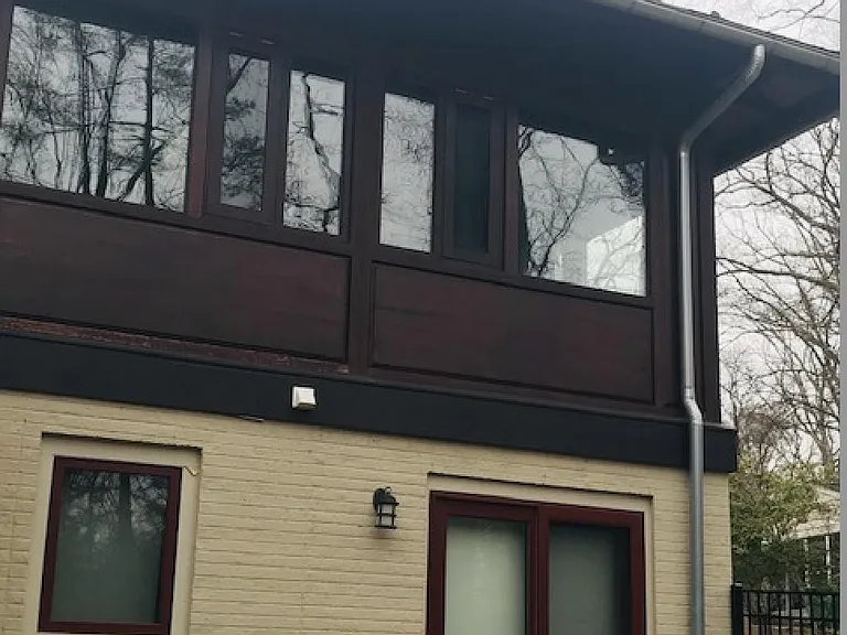 Kitchen Window on the left. Bedroom sliding door overlooks garden.
