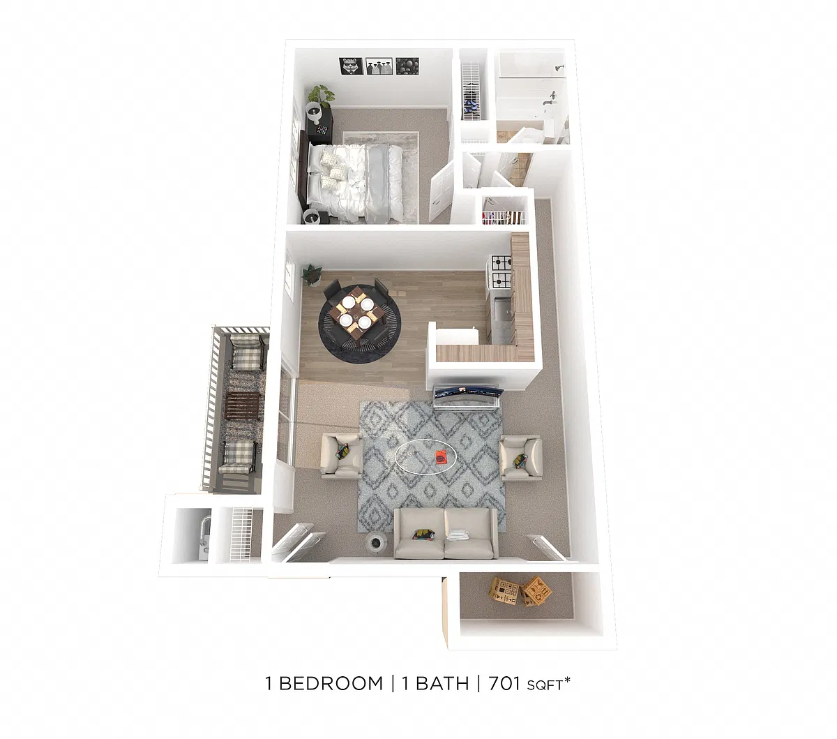 Floor plan One Bedroom - 701 sqft