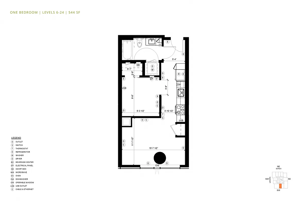 Floor plan Urban 1 Bedroom U1