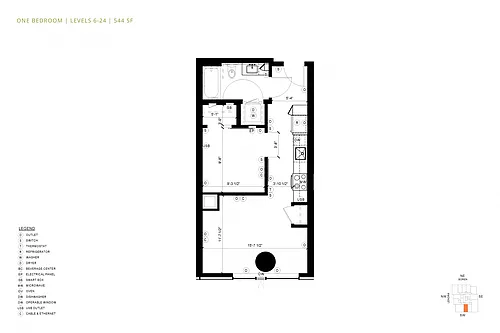 Floor plan Urban 1 Bedroom U1
