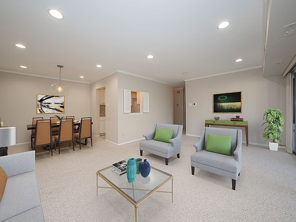 Living and dining areas virtually staged