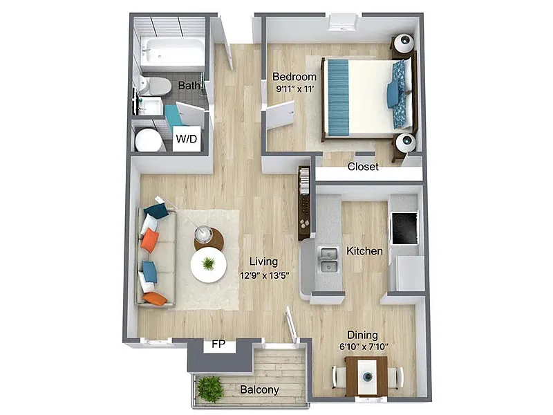 Floor plan 1X1-A