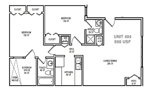 Floor plan B4 Two Bedroom / Two Bath