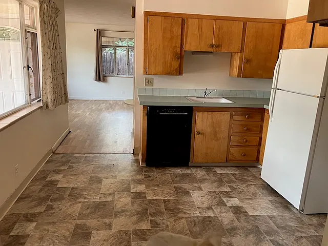 Kitchen into living room