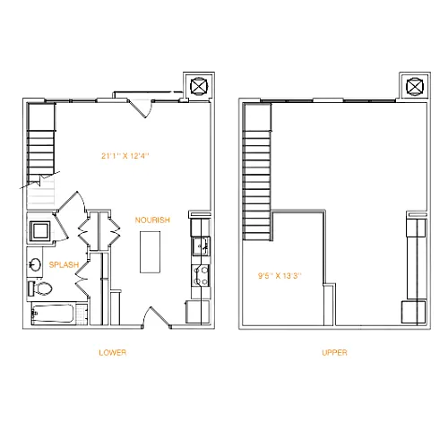 Floor plan 1x1 724 sf Loft Classic (A4 Loft)