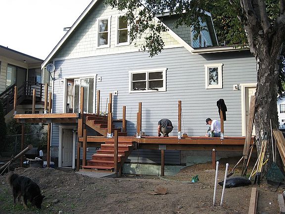 Rear of home, deck under construction