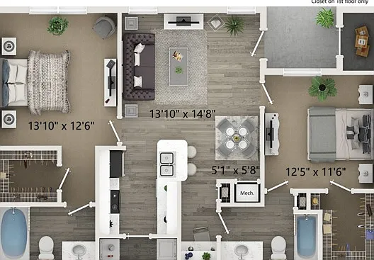 Two Bedroom Two Bath Floor Plan Two Bedroom Two Bath Floor Plan
