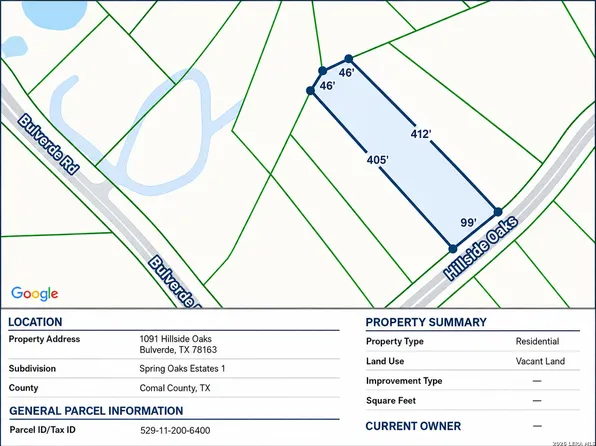 1091 Hillside Oaks LOT 20, Bulverde, TX 78163