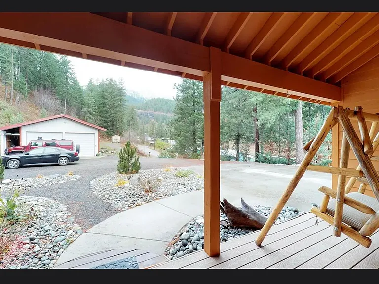 View from the front porch of the mountains and the MIL/bunkhouse/gameroom