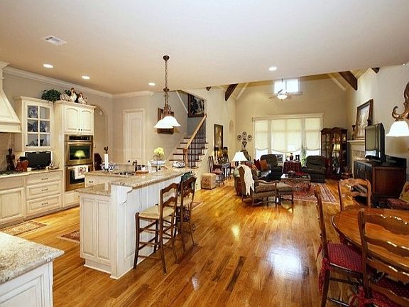 Family room has a vaulted/ beamed ceiling 