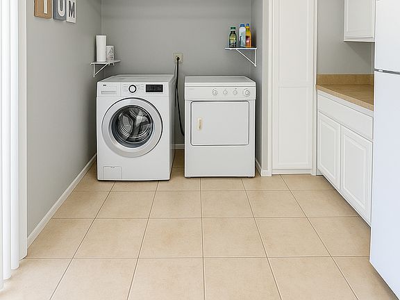 Laundry area in kitchen.