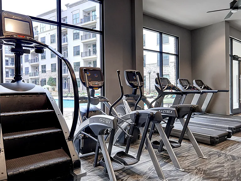 Stairmaster, cardio machines, light to heavy free weights, kettle bells, weight balls, and weight machines