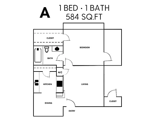 Floor plan 1X1-A
