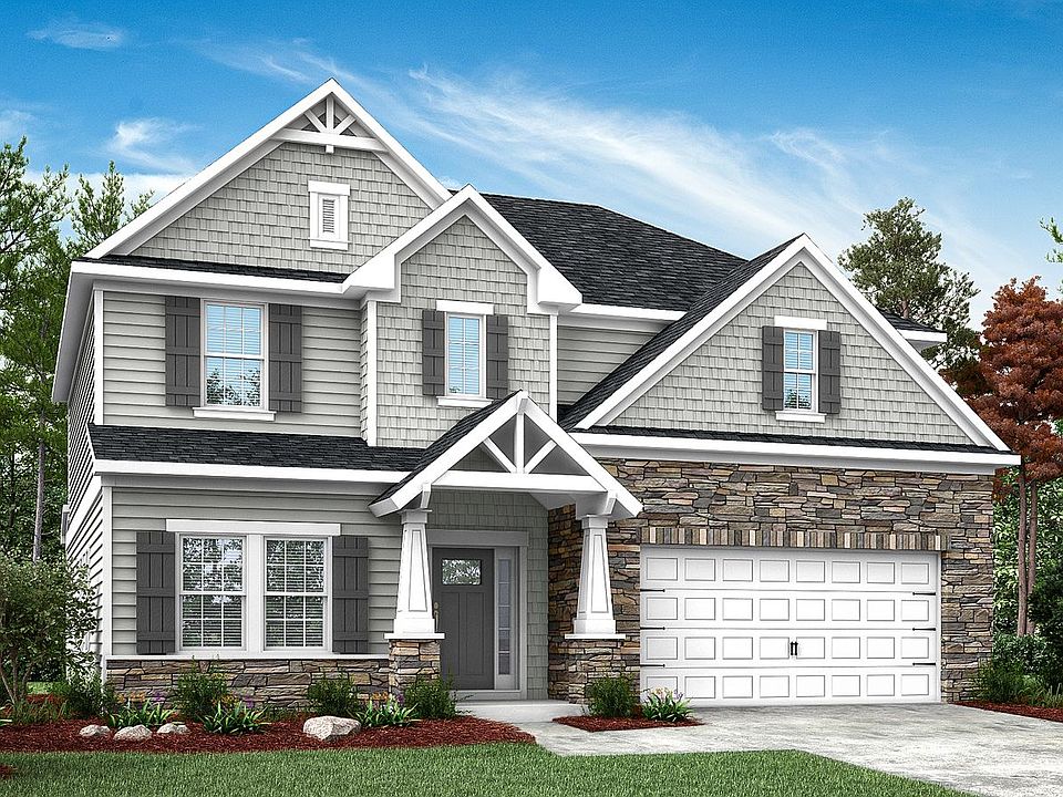 Enjoy the craftsman take on the Devon II. This elevation features stonework on the columns and gara
