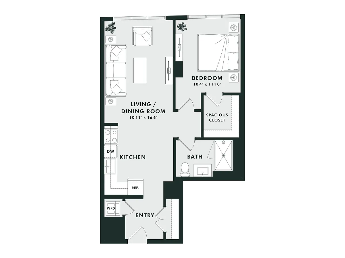 Floor plan B19.1 | 1 Bed | 1 Bath