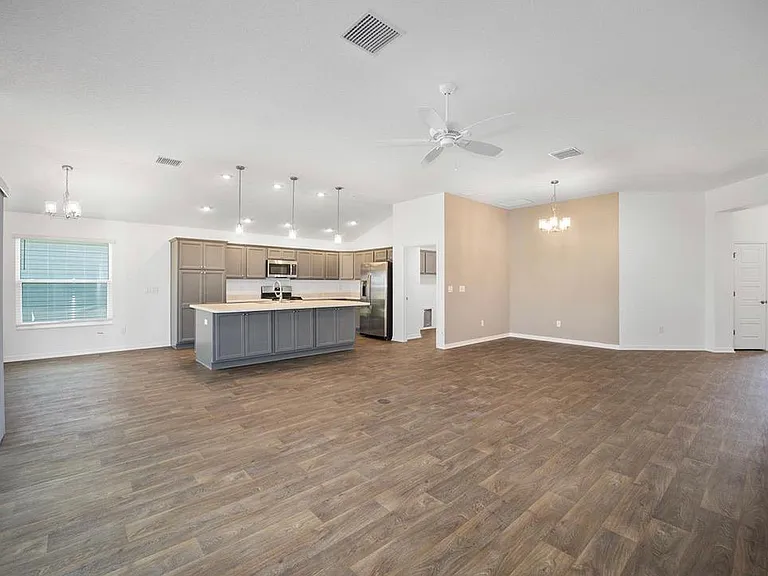 Living room, dining room, kitchen