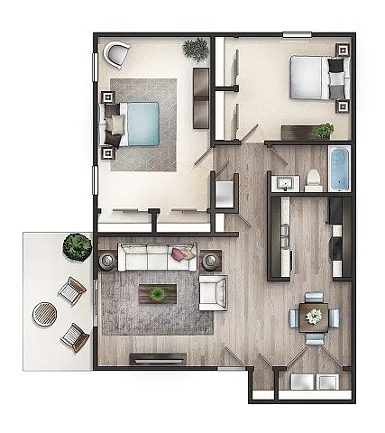 Floor plan 2 Bedroom 1 Bathroom