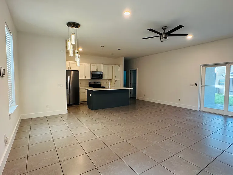 View of Kitchen and Living Area from front door