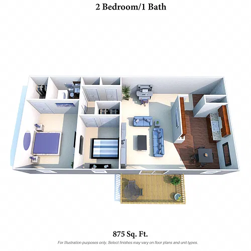 Floor plan 2 Bedroom, 1 Bath Deluxe