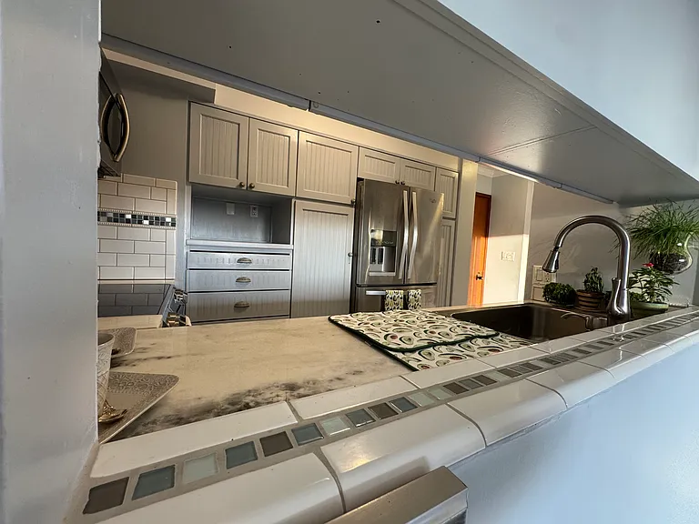 View of kitchen from living room.